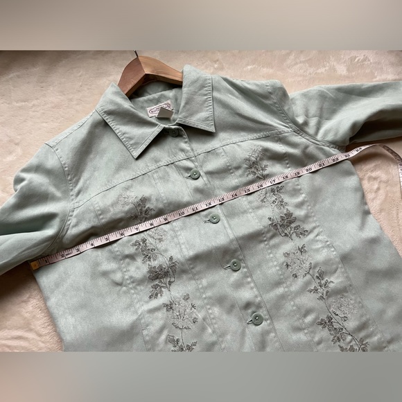 Northern Reflections Suede Feel Embroidered Button Shacket Vintage - Picture 7 of 14